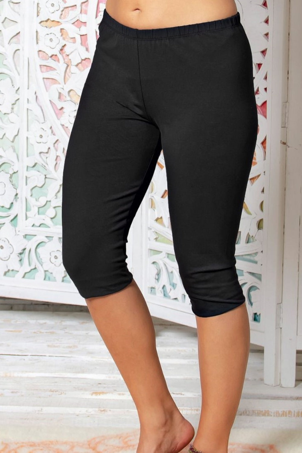 Leggings schwarz knie-kurz