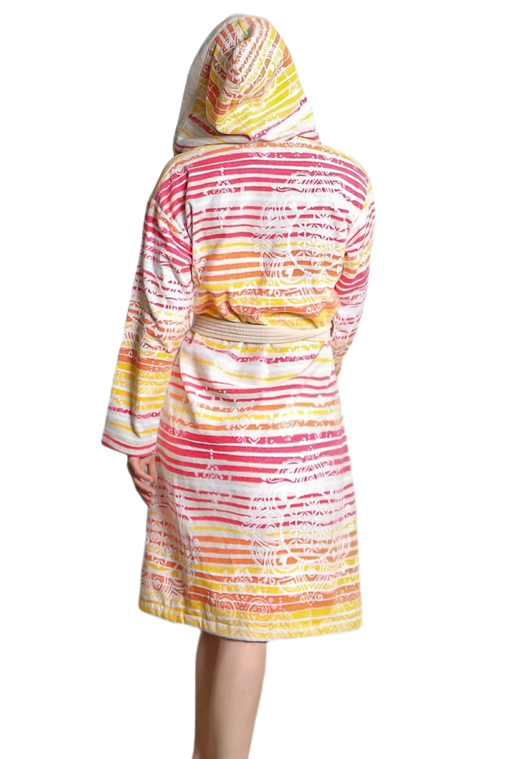 Bademantel aus BIO-Baumwolle - orange/pink