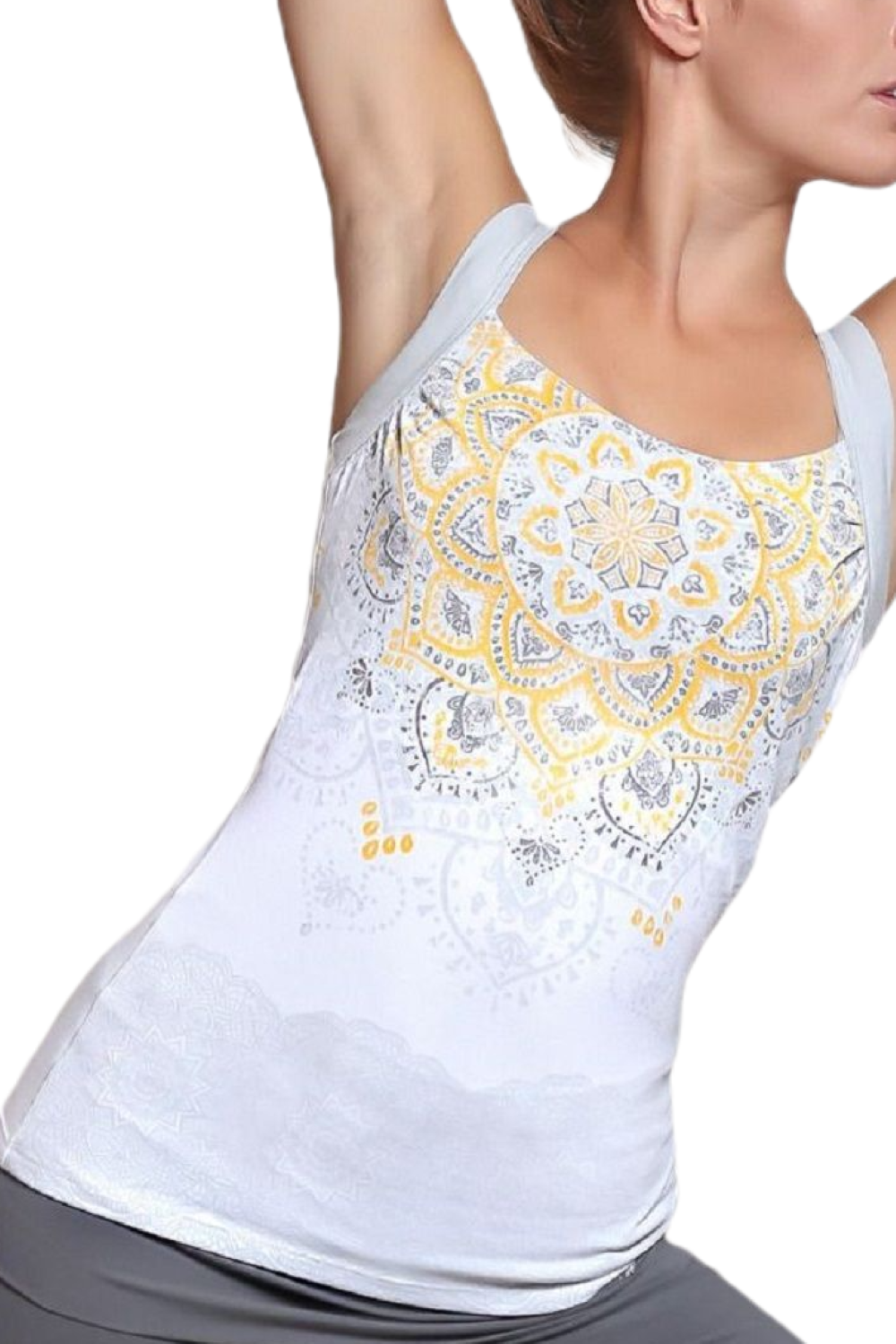 Yoga Top Chakra White Silver Sun