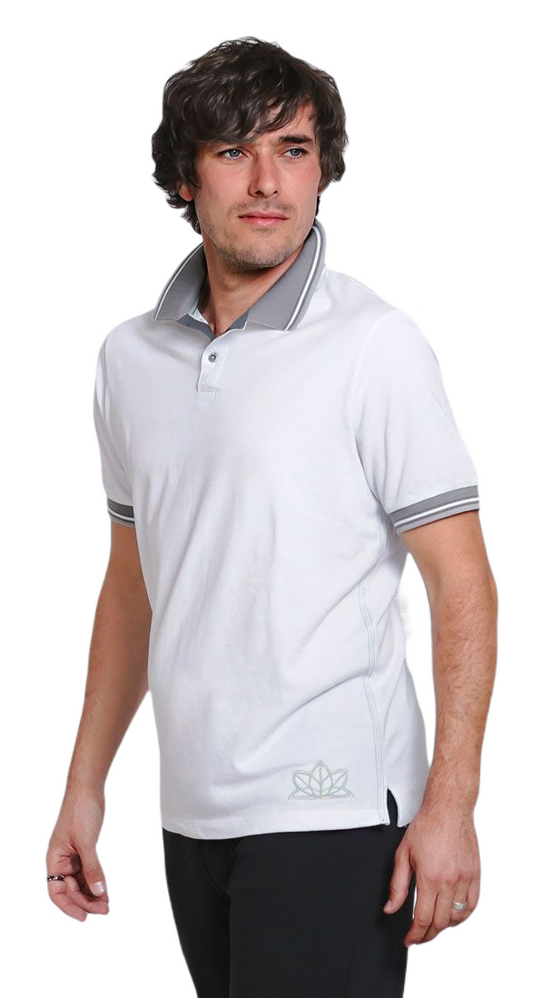 Polo-Shirt Weiss-Hellgrau