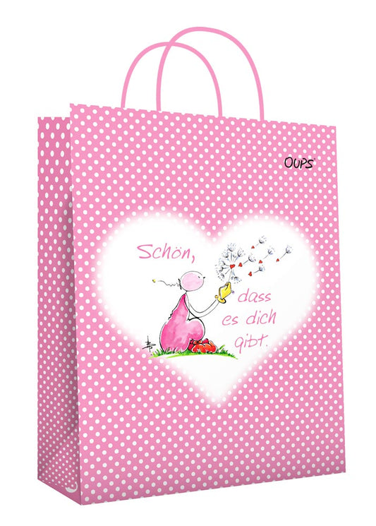 OUPS Geschenktasche klein Rosa - Schön dass es Dich gibt