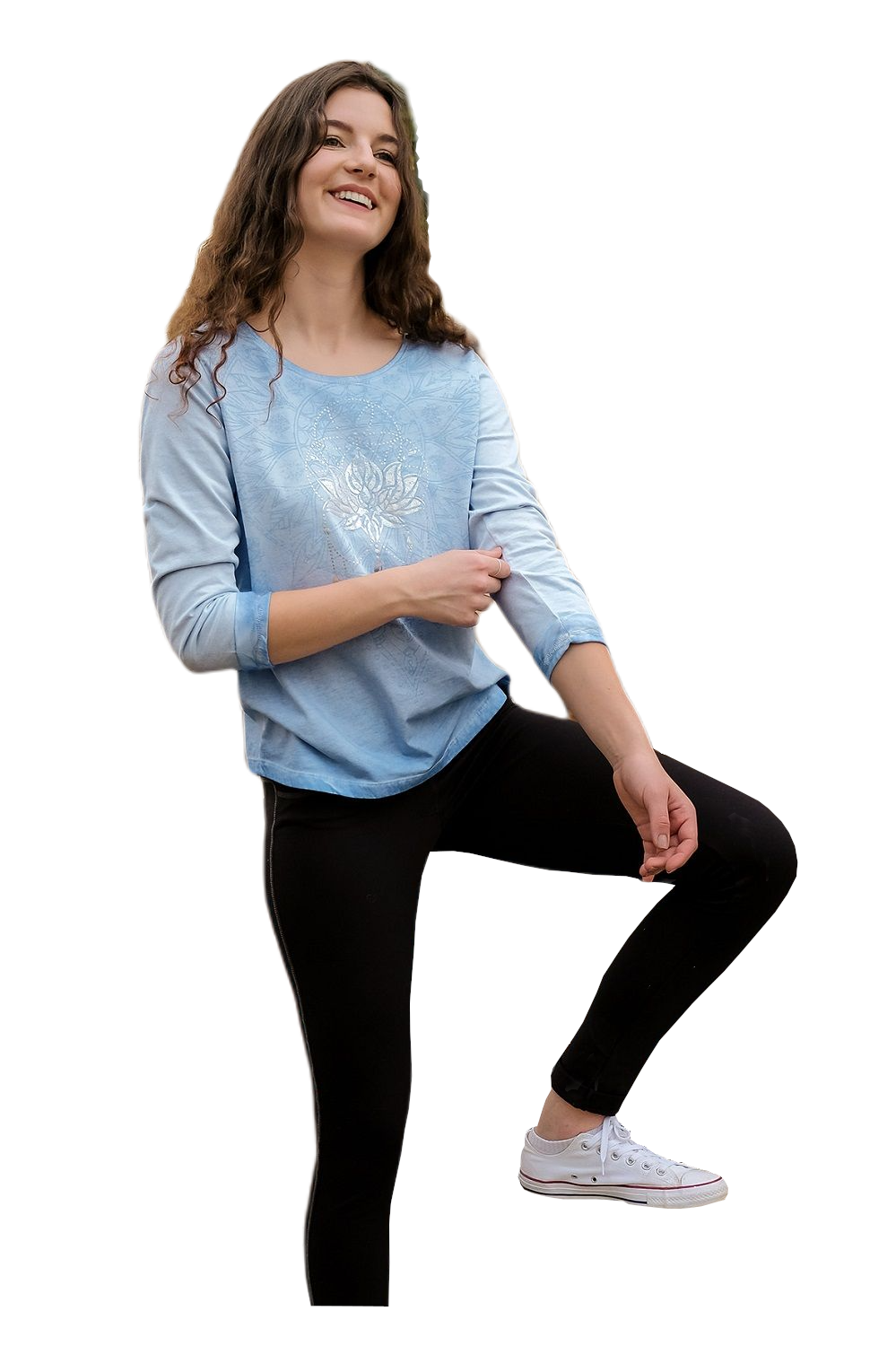 Shirt 3/4 Peaceful Lotus - Blau/Silber