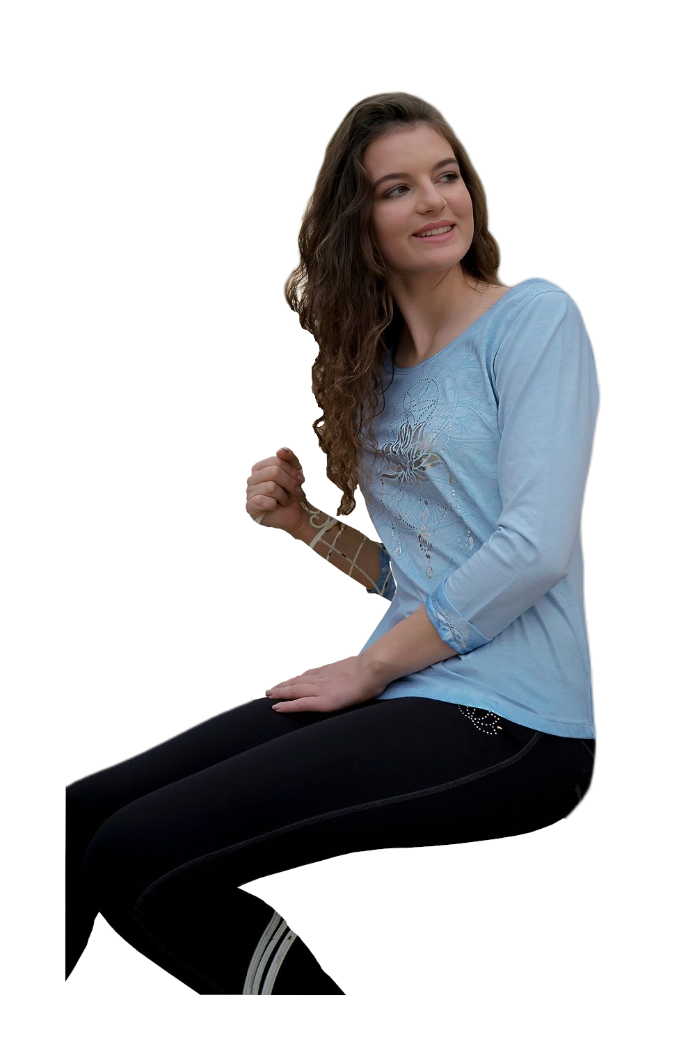 Shirt 3/4 Peaceful Lotus - Blau/Silber