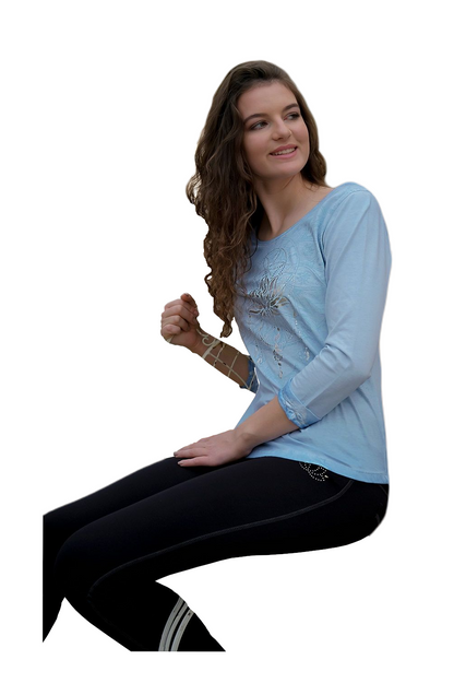 Shirt 3/4 Peaceful Lotus - Blau/Silber