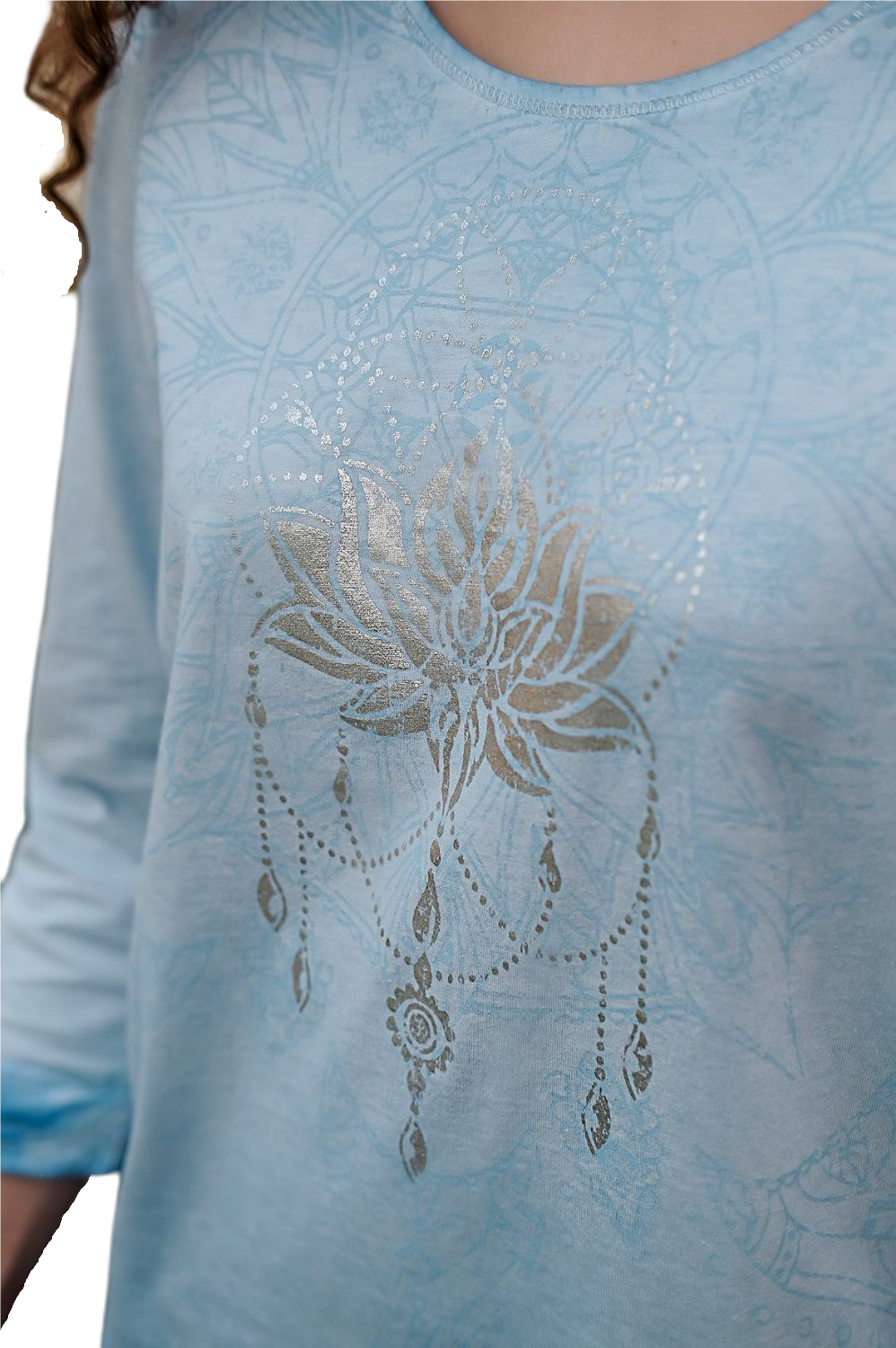 Shirt 3/4 Peaceful Lotus - Blau/Silber