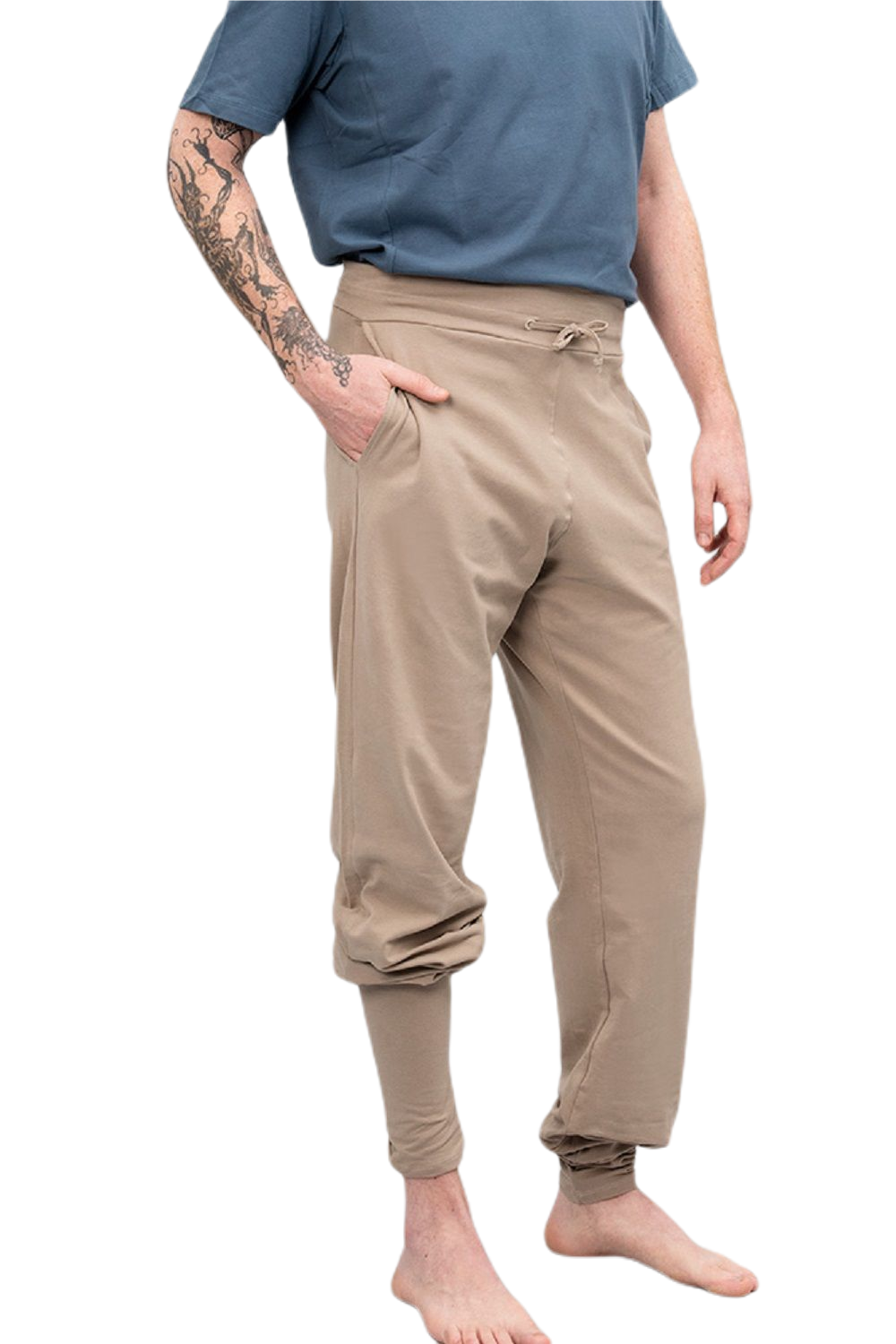 Yogahose Mahan taupe aus Bio Baumwolle