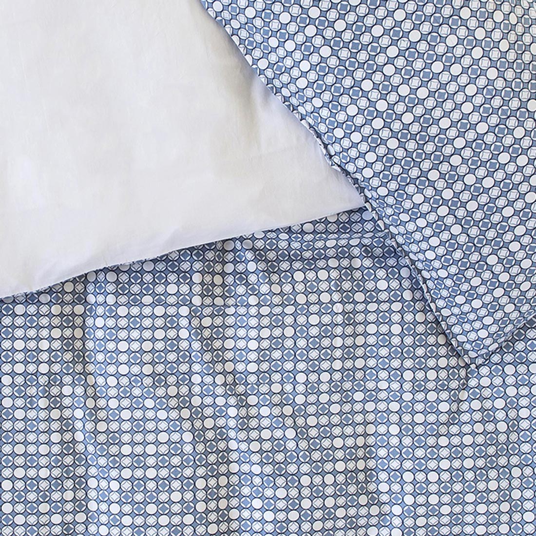 Bettwäsche aus Baumwollsatin weiß blau
