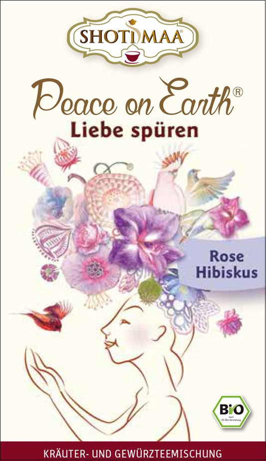 Bio-Tee Peace on Earth, Rose & Hibiskus - Liebe spüren