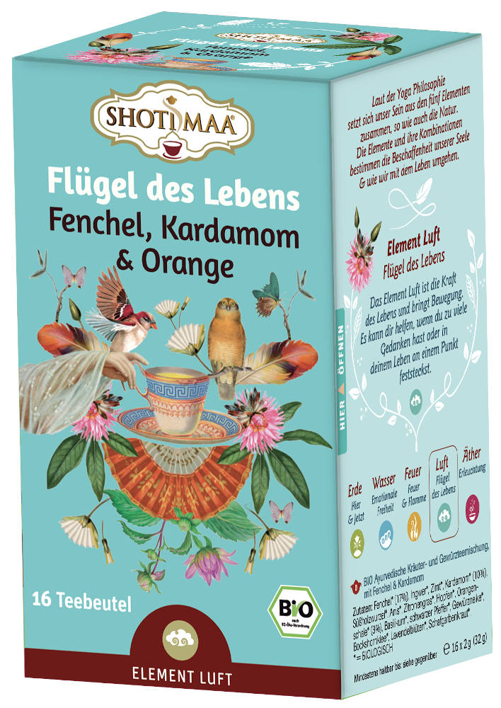 Shoti Maa BIO Tee - Flügel des Lebens - Fenchel Kardamon Orange