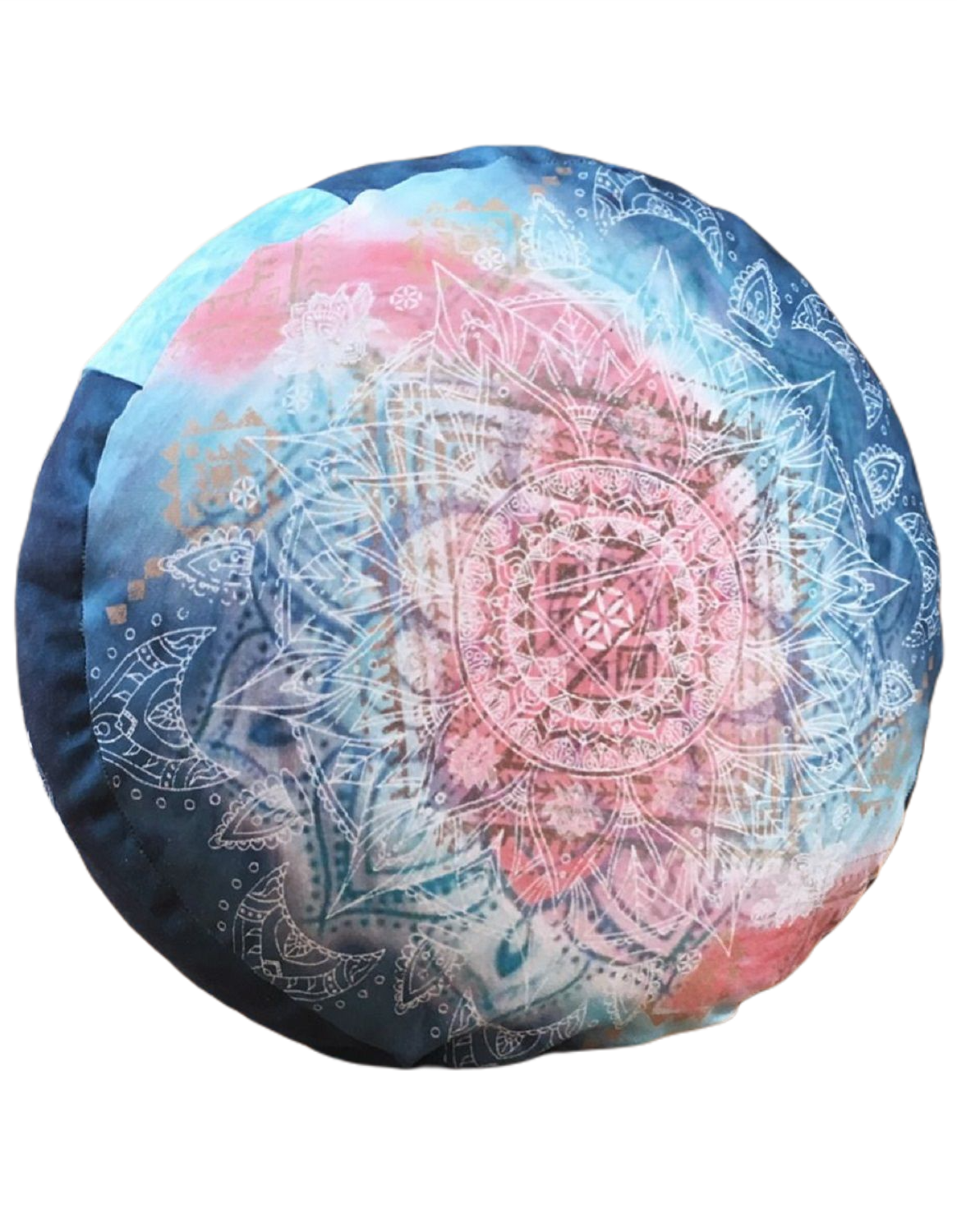 Meditationskissen rund indigo-peach 38x17cm