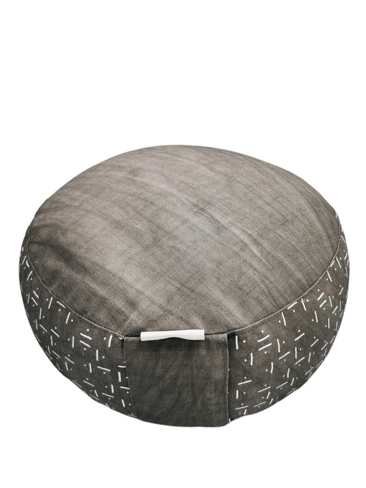 Meditationskissen rund, grau/natur 30x16cm