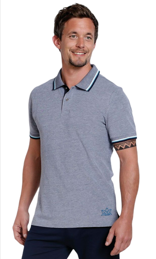 Polo-Shirt Dunkelblau-Melange